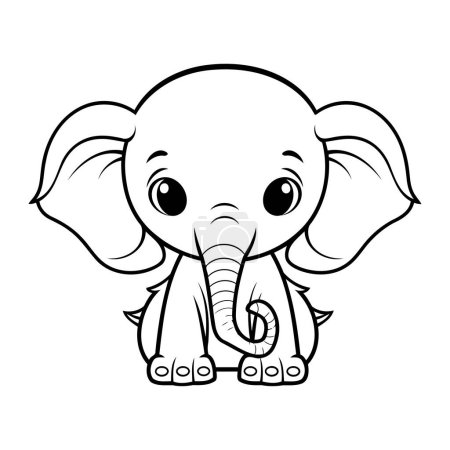 Ilustración de Lindo libro para colorear elefante de dibujos animados para niños. Ilustración vectorial - Imagen libre de derechos