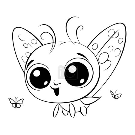 Illustration for Cute cartoon butterfly. Coloring book for kids. Vector illustration. - Royalty Free Image