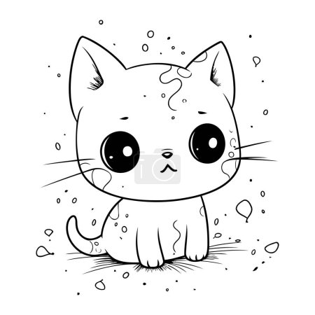 Illustration for Cute cartoon cat. Vector illustration for coloring book or page. - Royalty Free Image