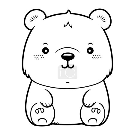 Ilustración de Bonito oso de dibujos animados sobre fondo blanco. Ilustración vectorial para colorear libro. - Imagen libre de derechos