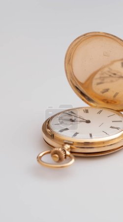 Photo for 03/06/2023. Lvov Ukraine. vintage gold pocket watch longines isolated on white background - Royalty Free Image