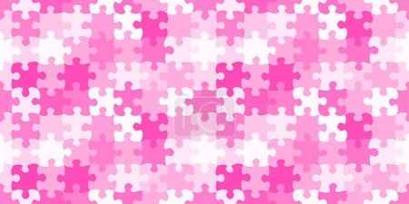 Baby pink playful jigsaw puzzle game seamless background texture. Cute kidult hotpink abstract girly girl barbiecore fashion trend backdrop. Kid's room textile pattern or wallpaper. 3D rendering