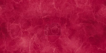 Seamless crumpled marbled metallic foil background texture in Viva Magenta (PANTONE 18-1750) color of the year 2023. Trendy abstract bold crimson carmine red banner backdrop pattern. 3D rendering