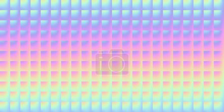 Photo for Seamless Vaporwave aesthetic psychedelic Y2K futurism geometric squares mosaic, faded pastel rainbow ombre pattern. Trendy iridescent holographic heatmap neon gradient effect background texture - Royalty Free Image