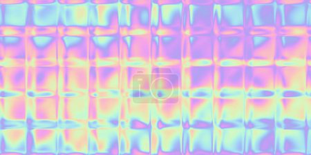 Seamless webpunk aesthetic Y2K futurism glass refraction square mosaic faded pastel rainbow ombre pattern. Trendy iridescent holographic heatmap neon gradient gingham checkers background texture