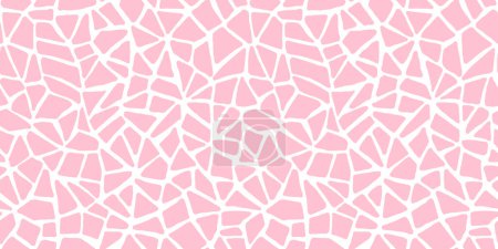 Seamless playful hand drawn light pastel pink cracked cobblestone tile mosaic fabric pattern. Abstract cute broken kintsugi background texture. Girls birthday, baby shower or nursery wallpaper design
