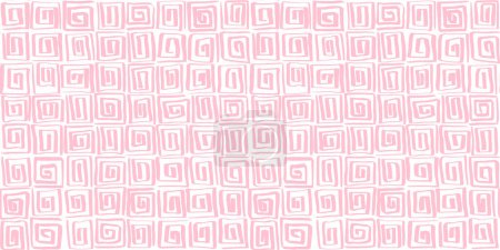 Téléchargez les photos : Sans couture ludique dessiné à la main lumière rose pastel motif de carrés en spirale clé grecque. Abstrait mignon motif égyptien lignes doodle texture de fond. Anniversaire de fille, douche de bébé ou conception de papier peint de pépinière - en image libre de droit