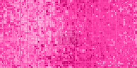 Seamless hot pink trendy glittery disco ball mirror glass mosaic tiles barbiecore aesthetic fashion backdrop or wallpaper pattern. Girly fun feminine colorful abstract background texture 3D rendering