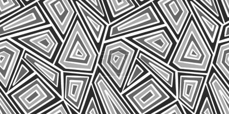 Photo for Seamless hand painted abstract geometric polygon stripe tribal patchwork pattern overlay. Dynamic bold diamond geode triangles mosaic background texture in monochrome black white and grey - Royalty Free Image