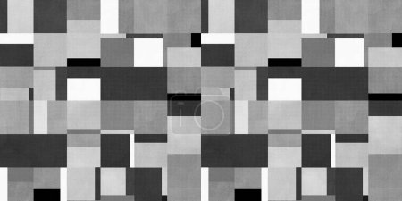 Photo for Seamless elegant overlapping squares modern art wallpaper pattern overlay. Abstract monochrome black white and grey geometric contemporary patchwork mosaic tapestry background texture - Royalty Free Image