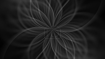 Foto de Fondo de pantalla de flores geométricas abstractas negras. Elegante mínimo sutil sombra gris oscuro y luz geometría sagrada 3D fractal mandala representación. Fondo de pantalla de embalaje o tecnología de lujo - Imagen libre de derechos