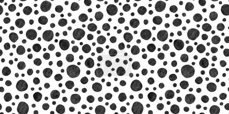 Seamless playful watercolor polkadots or animal spots pattern, high contrast black and white baby nursery print. Abstract geometric circles background texture in a trendy bold whimsical doodle style