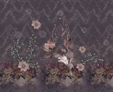 Photo for Textile digital design motif pattern decor hand made artwork mini bold theme, ground texture, abstract flowers, background effects - Royalty Free Image