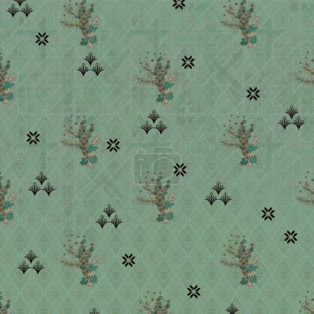 Photo for Textile digital design motif pattern decor hand made artwork mini bold theme, ground texture, abstract flowers, background effects - Royalty Free Image