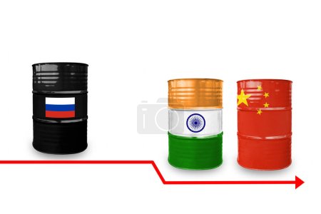 Photo for Russian urals crude oil. India and China buy cheap Russian urals oil. Sanctions and embargo for Russia - Royalty Free Image