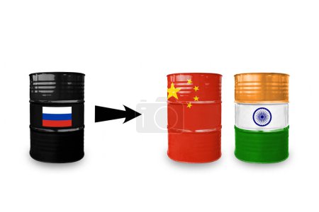 Photo for Russian urals crude oil. India and China buy cheap Russian urals oil. Sanctions and embargo for Russia - Royalty Free Image