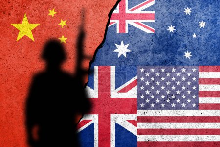 Photo for Aukus is a trilateral security pact between Australia, the United Kingdom, and the United States. Relations between AUKUS and China - Royalty Free Image