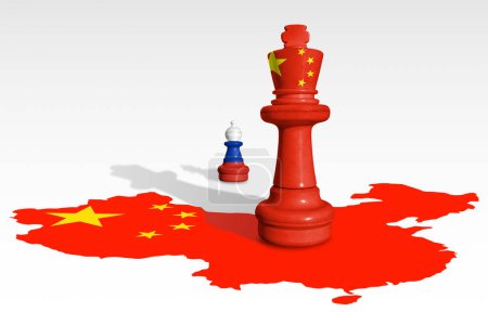 Photo for Chess made from China and Russia flags. China and Russia relations - Royalty Free Image