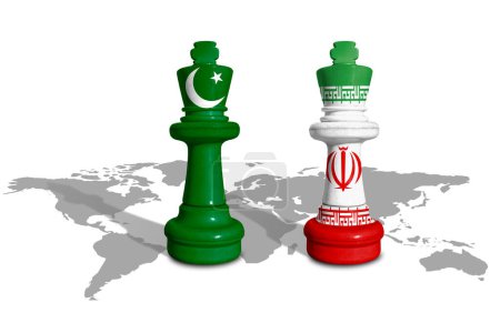 Schach aus Pakistan und Iran-Flaggen 