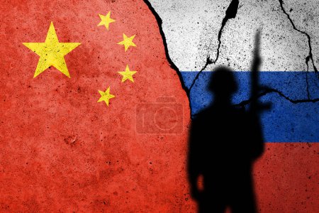 Photo for Flag of China and Russia painted on a concrete wall. - Royalty Free Image
