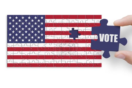 Puzzle hecho de bandera de los Estados Unidos de América