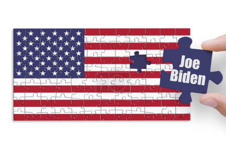 Puzzle hecho de bandera de los Estados Unidos de América