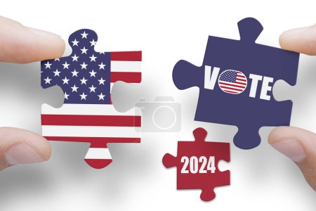 Puzzle aus US-amerikanischer Flagge