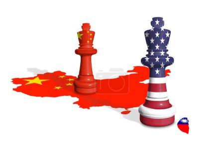 Photo for Chess made from China and United States of America flags. China and USA war - Royalty Free Image