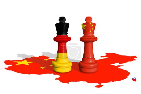 Schach aus China und Deutschland-Fahnen