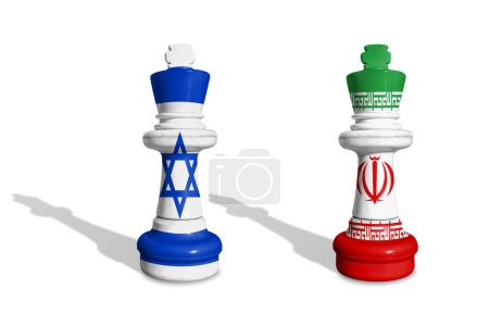 Échecs fabriqués à partir de drapeaux d'Israël et d'Iran 