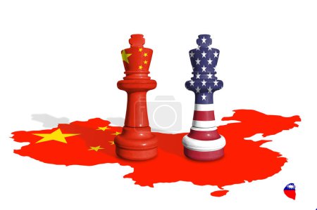 Schach aus Flaggen Chinas und der Vereinigten Staaten von Amerika