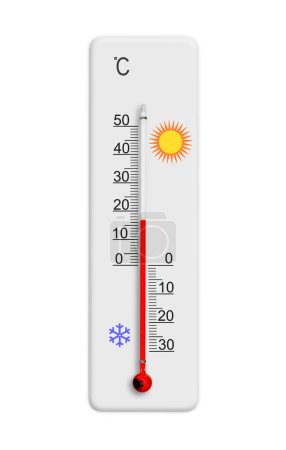 Celsius Skala Thermometer isoliert auf weißem Hintergrund. Umgebungstemperatur plus 17 Grad