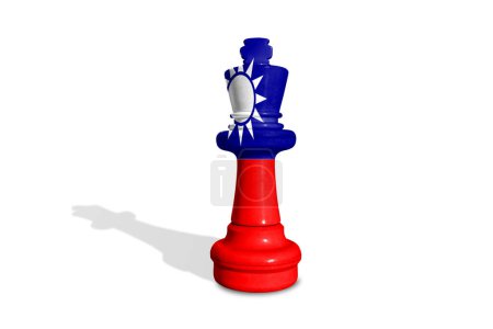 Chess made from Taiwan flag and isolated on a white background with shadow