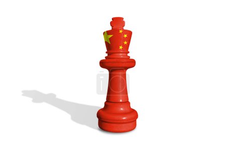 Schach aus China-Flagge und isoliert auf weißem Hintergrund mit Schatten