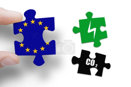 Puzzle made from Eu flag and CO2 sign