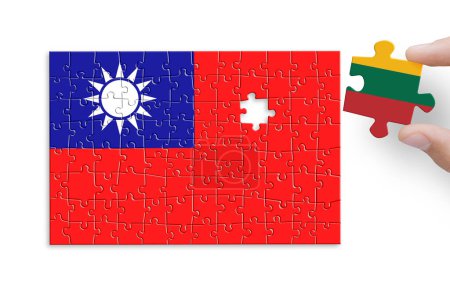 Puzzle fabriqué à partir de drapeaux de Taiwan et Lituanie