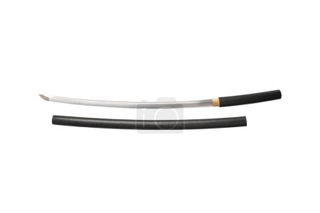 Foto de Espada katana japón sobre fondo blanco. - Imagen libre de derechos