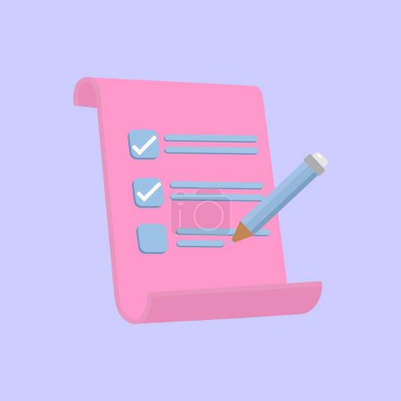 Illustration for Concept planing list. Documents icon, blue and pink colors. Vector illustration - Royalty Free Image