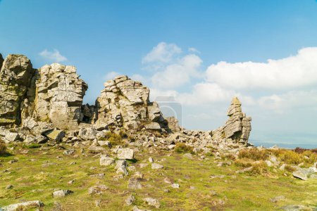 Photo for A view of Manstone Rock in the Stiperstones Nature Reserve in Shropshire, UK.  A Quartzite ridge created during the last Ice Age 480 million years ago - Royalty Free Image