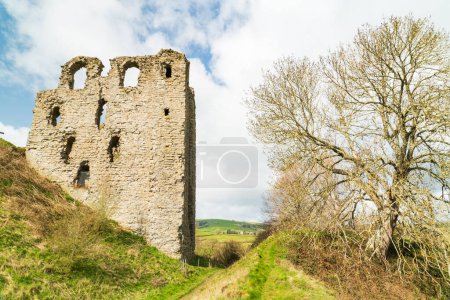 Photo for A Westerly view of the ruins of Clun Castle, a 12th Century Norman structure in Shropshire, UK. - Royalty Free Image