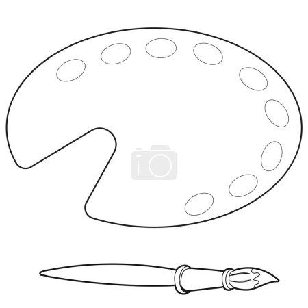 Photo for Artists paintbrush and palette coloring page, activity for kids - Royalty Free Image