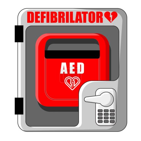 Illustration for Medical defibrillator in a cartoon style isolated on white or transparent background, Heart attack assistance machine - Royalty Free Image