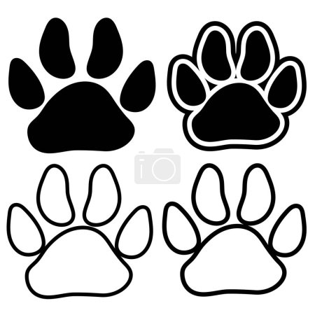 Photo for Dog paw print vector illustration. Silhouette, black and white, white and black and transparent background - Royalty Free Image