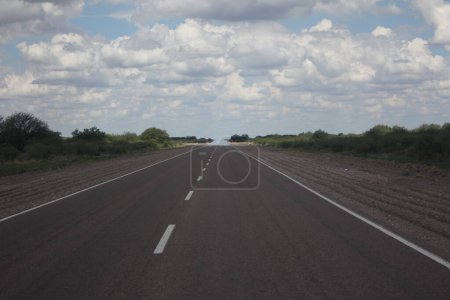 Téléchargez les photos : Perspective infinie - Route du désert - lumière du jour nuageuse - en image libre de droit