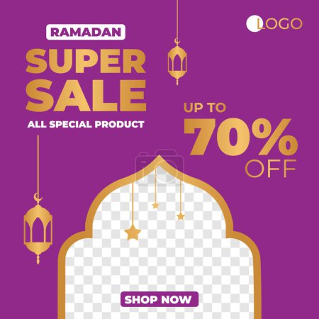 Téléchargez les illustrations : Ramadan Kareem Eid moubarak Vente Design Vector. Convient pour carte de vœux, affiche et bannière - en licence libre de droit