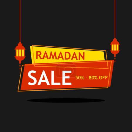 Téléchargez les illustrations : Ramadan Kareem Eid moubarak Vente Design Vector. Convient pour carte de vœux, affiche et bannière - en licence libre de droit