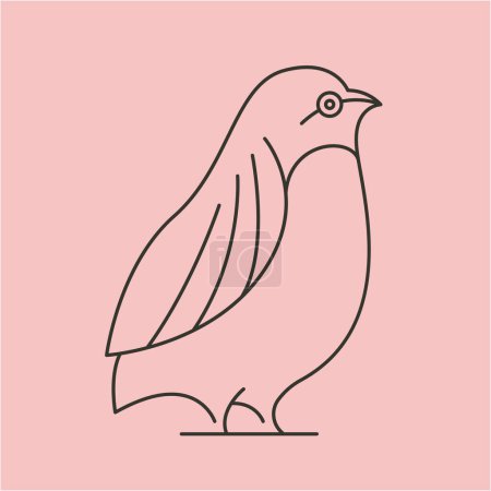 Wachtel Vogel Linie Kunst Vektor Symbol Illustration Design