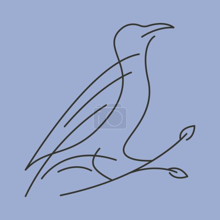 Ilustración de Raven ave línea arte logo vector minimalista ilustración diseño - Imagen libre de derechos