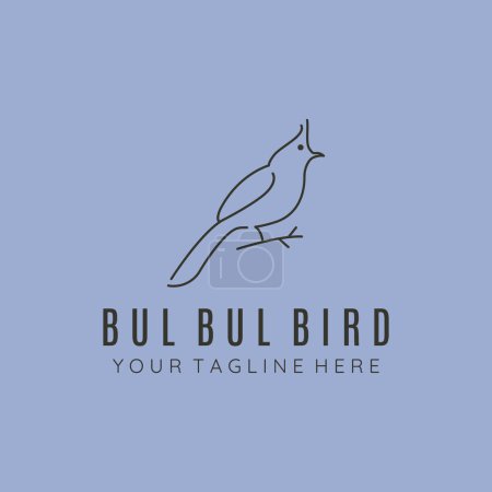 whiskered bulbul bird line art logo vector symbol illustration design