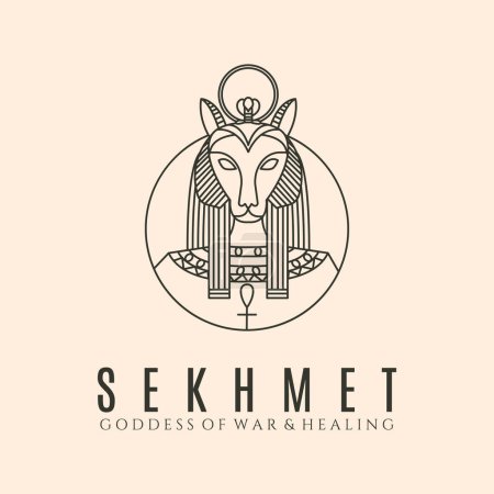 sekhmet ägyptische Linie Kunst Logo Vektor Symbol Illustration Design